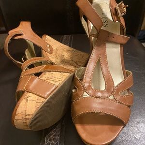 Guess - Brown Cork Wedges
